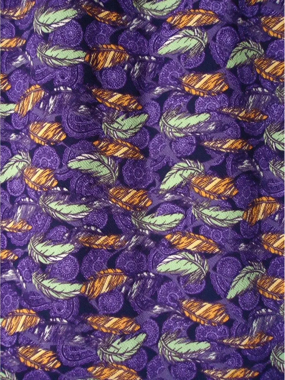 LuLaRoe Cassie Pencil Skirt Stretch Colorful Multicolored Feather Print Large